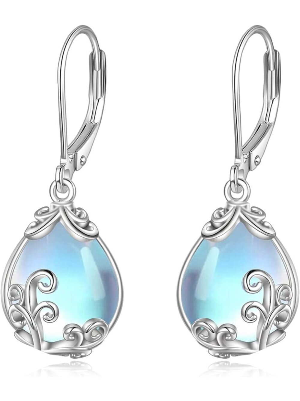 Elegant Sterling Silver Teardrop Dangle Earrings with Celtic Filigree Design